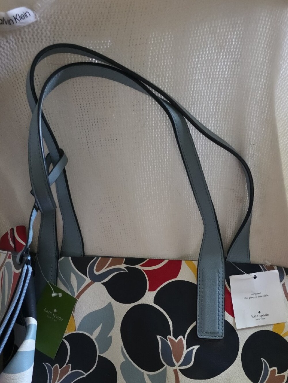 kate spade 2 Piece Floral Tote in Black, Red, Blue and Yellow NWT - Picture 8 of 11